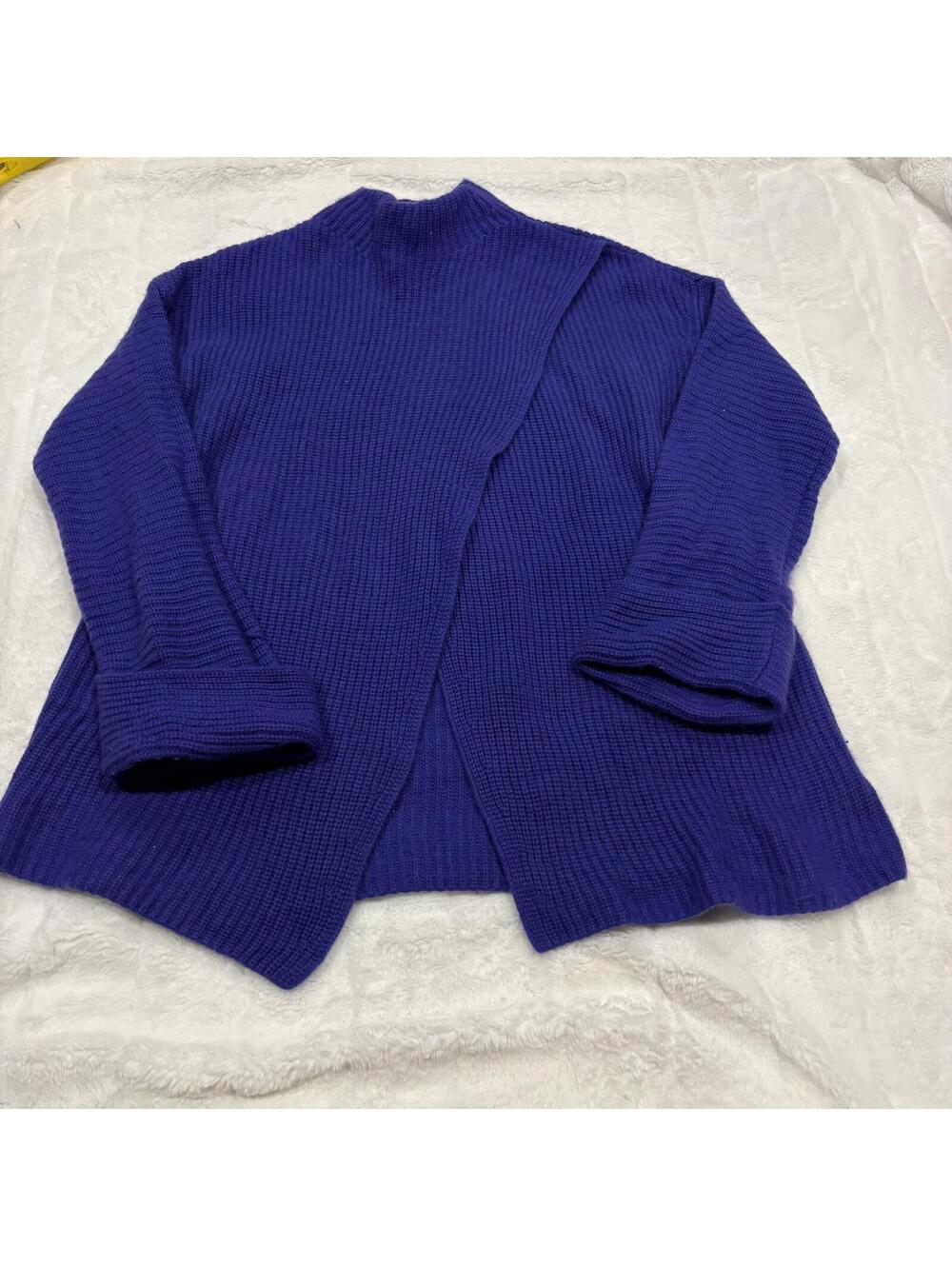 Athleta Cozy Purple Knit Cardigan Sweater Women Large Merino Wool Cashmere